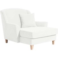Tiefer Fernseh Sessel in Cremefarben und Buche Landhausstil von Möbel4Life