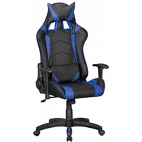 Verstellbarer Gamer Stuhl in Schwarz & Blau Kunstleder von Möbel4Life