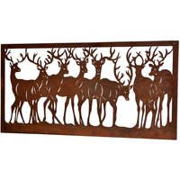 Wanddeko Rost mit Hirsch Motiv 80 cm breit von Möbel4Life