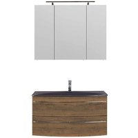 Waschtisch mit Spiegelschrank in Eiche dunkel Touchwood modern (zweiteilig) von Möbel4Life
