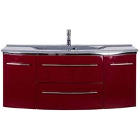 Waschtischkonsole Hochglanz in Rot und Anthrazit mit Becken von Möbel4Life