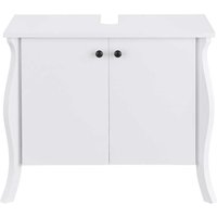 Weißer Waschbeckenunterschrank mit zwei Türen Barockstil von Möbel4Life