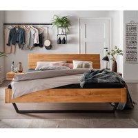 Wildeiche massiv Bett mit Bügelgestell Industry und Loft Stil von Möbel4Life