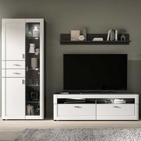 Wohnwand Weiß und Grau in modernem Design 194 cm hoch (dreiteilig) von Möbel4Life