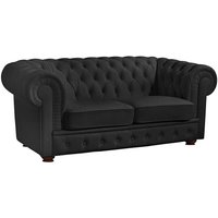 Wohnzimmer Couch schwarz aus Kunstleder Chesterfield Look von Möbel4Life