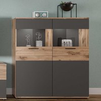 Wohnzimmer Highboard modern in Wildeichefarben & Grau 110 cm breit von Möbel4Life