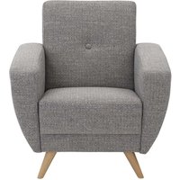 Wohnzimmer Sessel Retrostil in Grau Flachgewebe und Buchenholz von Möbel4Life