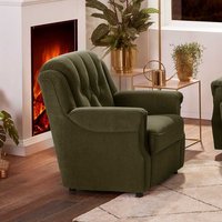 Wohnzimmer Sessel dunkelgrün im klassischen Stil Flockstoff von Möbel4Life