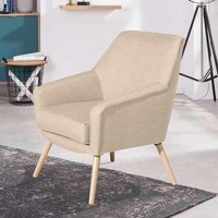 Wohnzimmer Sessel in Beige aus Flachgewebe Buche Massivholz von Möbel4Life