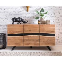 Wohnzimmer Sideboard aus Akazie massiv Metall von Möbel4Life