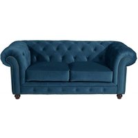 Wohnzimmer Sofa Petrol aus Samtvelours Chesterfield Look von Möbel4Life