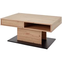 Wohnzimmer Tisch mit zwei Schubladen Eichefarben und Schwarz von Möbel4Life