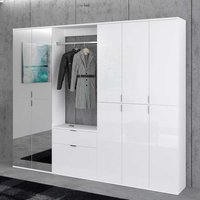 XL Garderoben Set 213 cm breit Weiß Hochglanz (vierteilig) von Möbel4Life