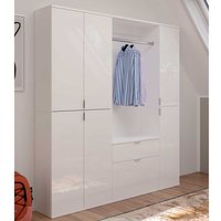 XL Garderobenschrank in Weiß Hochglanz 152 cm breit (dreiteilig) von Möbel4Life