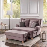 XXL Sessel Rosa aus Samtvelours optional mit Hocker bestellbar von Möbel4Life