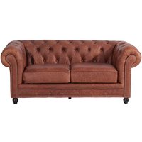 Zweier Sofa Leder Cognac im Chesterfield Stil 196 cm breit von Möbel4Life