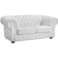 Zweier Sofa Leder weiss im Chesterfield Look 172 cm breit von Möbel4Life