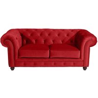 Zweier Sofa Rot aus Samtvelours Chesterfield Look von Möbel4Life