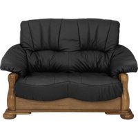 Zweisitzer Leder Sofa in Eiche rustikal und Schwarz Made in Germany von Möbel4Life