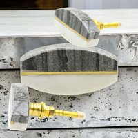 1 Möbelknopf Weiss Grau Marmor Messing Modern Möbelknöpfe Möbelgriffe Möbelknauf Shabby Kommode No. 134Gn von MoebelKnopfKunst