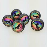 6Er Set Kleine Möbelknöpfe Kunststoff Möbelgriffe Möbelknopf Möbelknauf Shabby Kommode Einhorn Schwarz | Lieferung Mit Schraube von MoebelKnopfKunst