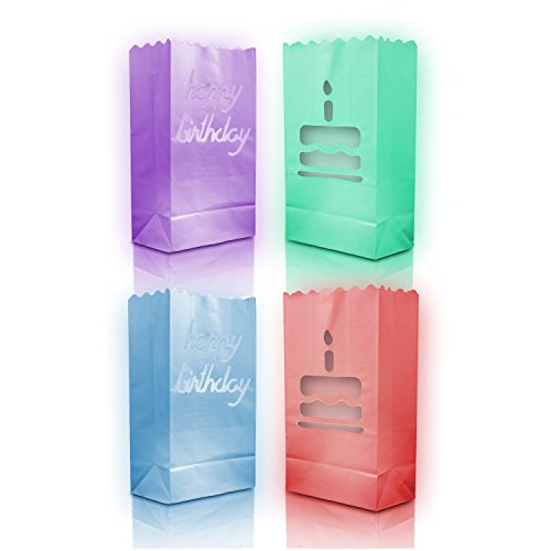 20 STK. Lichttüten Kerzentüten Candlebags Windlicht Party Hochzeit Birthday-Bunt von Möbelbörse