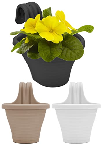 Möbelbörse 4er Set Blumentopf Balkontopf Hängetopf Pflanztopf Blumenampel Blumen Pflanzen Übertopf für Balkon Zaun Indoor/Outdoor zum Aufhängen Kunststoff B x H T ca. : 20cm 24,5cm 27cm (Weiß) von Möbelbörse