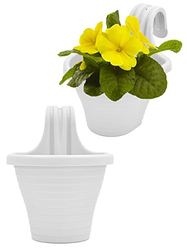 Möbelbörse Blumentopf Balkontopf Hängetopf Pflanztopf Blumenampel Blumen Pflanzen Übertopf für Balkon Zaun Indoor/Outdoor zum Aufhängen Kunststoff Breite 20cm (Weiß) von Möbelbörse
