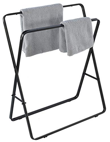 Handtuchständer mit 2 Handtuchstangen freistehend Handtuchhalter Badehandtuch Kleiderständer Metall Schwarz Klappbar von Möbelbörse