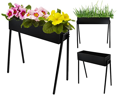 Hochbeet Blumentopf Pflanzkasten Blumenständer, Metall beschichtet, 60x28xH64cm, Schwarz, Blumenkasten Pflanzenkasten Balkonkasten für Kräuter, Blumen und viele andere Pflanzen von Möbelbörse