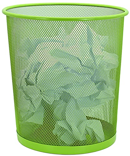 Möbelbörse Papierkorb aus Metall 13 Liter Mülleimer Papiereimer Abfallkorb Bad Büro Kinderzimmer Rund Draht (Grün) von Möbelbörse