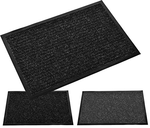 Möbelbörse Schmutzfangmatte Türmatte Sauberlaufmatte Fußmatte Schmutzmatte Vorleger Türvorleger | innen und außen | schwarz - grau | 40x60cm 60x90cm 80x120cm (Schwarz, 60 x 90 cm) von Möbelbörse