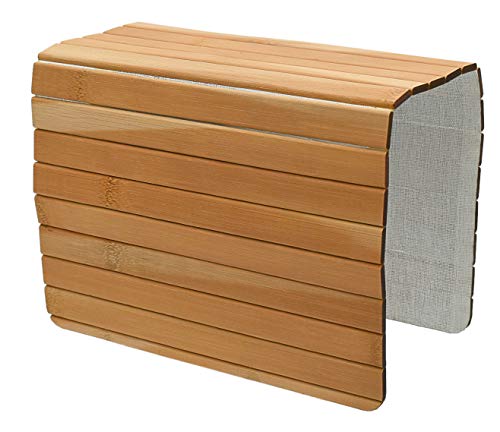 Möbelbörse Sofatablett aus Bambus Tablett Flexablage Ablage Armlehne Sofa Couch Armlehnentablett für Getränke, Snacks etc. (Natur) von Möbelbörse