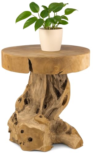 Möbelbörse Teak Hocker Sitzhocker Blumenhocker Beistelltisch Nachttisch Pflanzenhocker Blumenpodest Holz Mushroom von Stephans Möbelbörse
