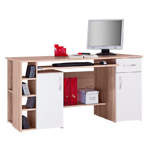 Möbeldesign Team 2000 GmbH Computertisch/Schreibtisch/PC-Tisch Sonoma Eiche - weiß 4129 von Möbeldesign Team 2000 GmbH
