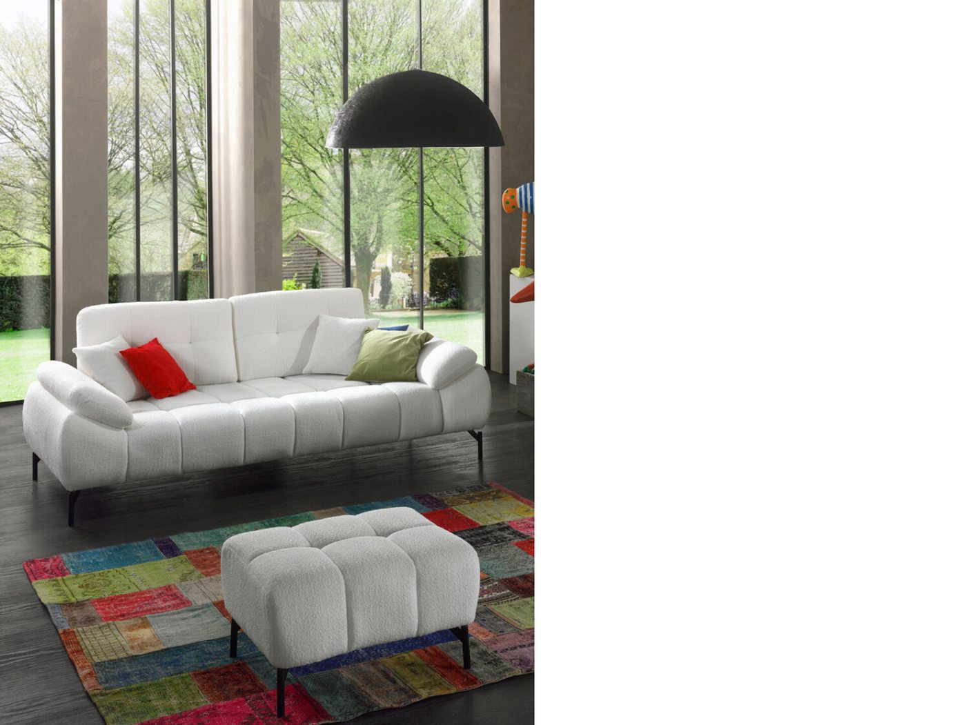 Möbeldreams Big-Sofa Tiko 3Sitzer + Hocker Teddy-Stoff Modern Verstellbare Rückenlehne von Möbeldreams