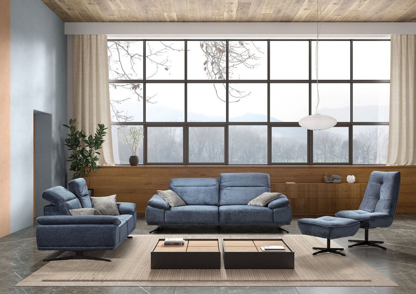 Möbeldreams Chesterfield-Sofa Modernes Sofa-Set Lara 3-3-1 Verstellbare Rückenlehne Chesterfield von Möbeldreams