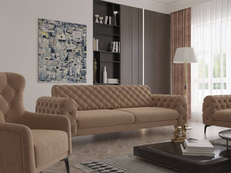 Möbeldreams Chesterfield-Sofa Sofa-Set Arizona Chesterfield Schlaffunktion 3-2-1 .3-3-1 .3-1 .2-1, Schlaffunktion von Möbeldreams