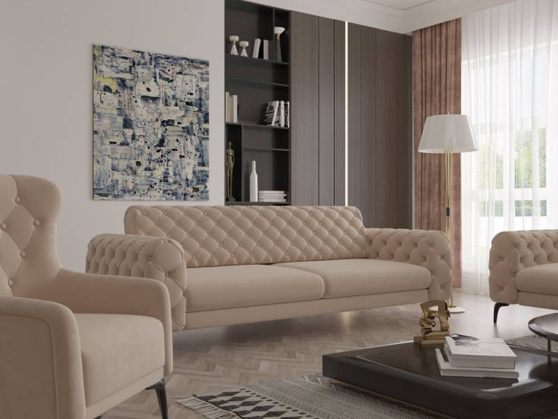 Möbeldreams Chesterfield-Sofa Sofa-Set Arizona Chesterfield Schlaffunktion 3-2-1 .3-3-1 .3-1 .2-1, Schlaffunktion von Möbeldreams