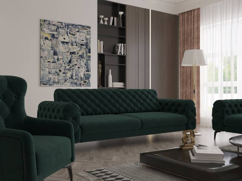 Möbeldreams Chesterfield-Sofa Sofa-Set Arizona Chesterfield Schlaffunktion 3-2-1 .3-3-1 .3-1 .2-1, Schlaffunktion von Möbeldreams
