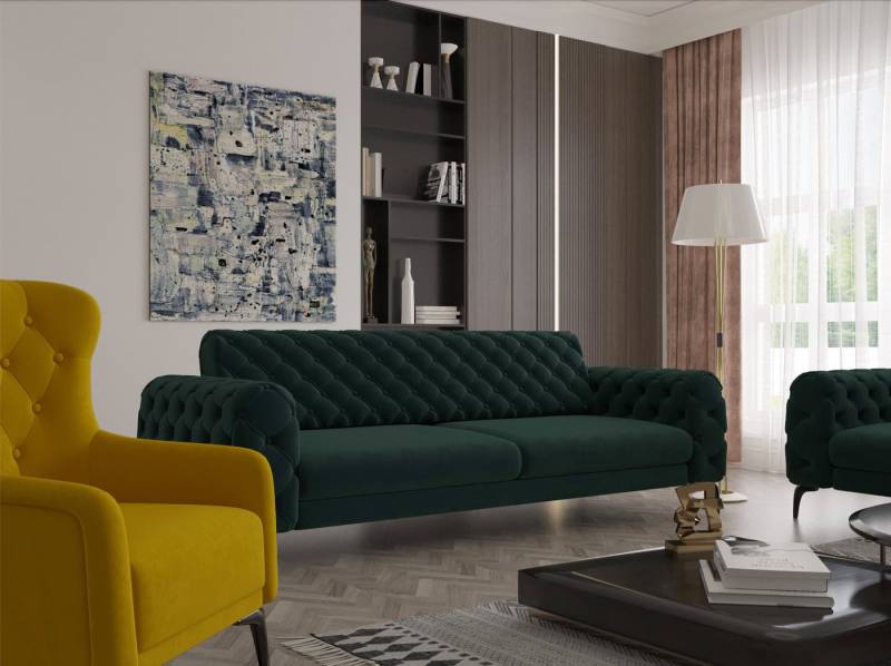 Möbeldreams Chesterfield-Sofa Sofa-Set Lina / Bettfunktion / Chesterfield-Design von Möbeldreams