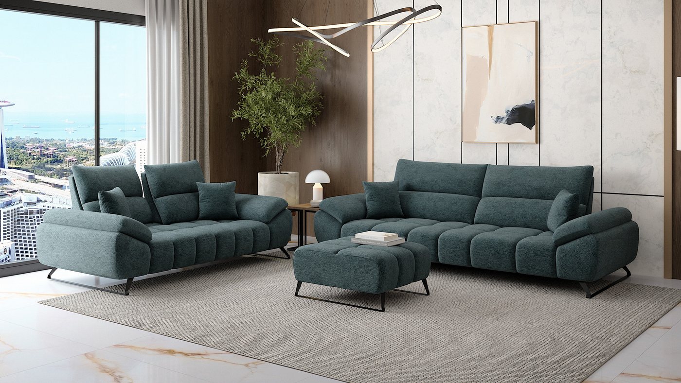 Möbeldreams Polstergarnitur Sofa-Set Ruby – Bouclé-Struktur, verschiebbare Lehne für Schlafbereich, (Set oder als Einzelsofas – wahlweise als 3-Sitzer oder 2-Sitzer, 3-tlg., 3-3-1 Set, 3-2-1 Set, 2 Sitzer oder 3 Sitzer), Kaltschaum, Pflegeleicht, ideal für Familien & Haustiere von Möbeldreams
