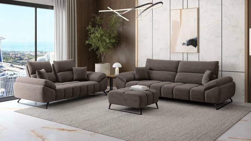 Möbeldreams Polstergarnitur Sofa-Set Ruby – Bouclé-Struktur, verschiebbare Lehne für Schlafbereich, (Set oder als Einzelsofas – wahlweise als 3-Sitzer oder 2-Sitzer, 3-tlg., 3-3-1 Set, 3-2-1 Set, 2 Sitzer oder 3 Sitzer), Kaltschaum, Pflegeleicht, ideal für Familien & Haustiere von Möbeldreams