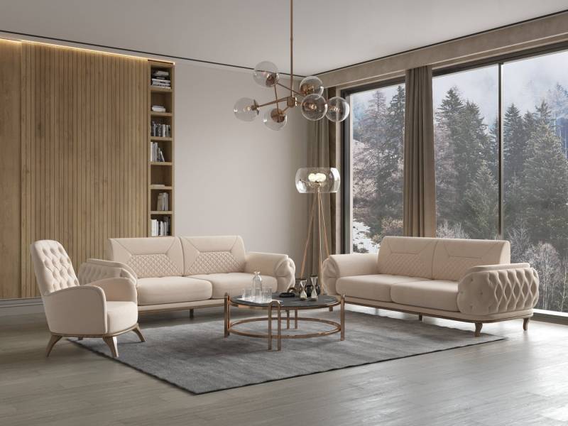 Möbeldreams Sofa Sofa-Set Ema 3-3-1 Modern Chesterfield von Möbeldreams