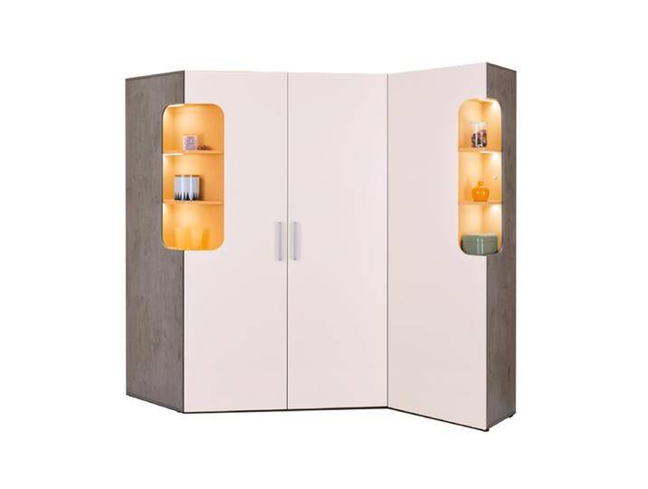 Rudolf Möbel Max-i Eckschrank-Kombination Korpus und Front in Dekor Einsätze in Lack optional mit LED-Einsatzbeleuchtung von Moebelexperten24.de