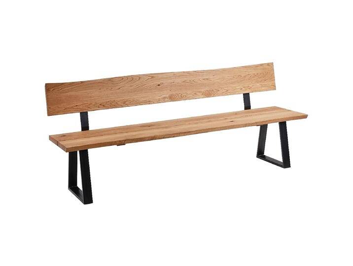 Schösswender Sitzbank Oviedo 4 Hozbank in Wildeiche geölt Massivholz in wählbarer Größe mit Rückenlehne Bank mit Metallkufen pulverbeschichtet von Moebelexperten24.de