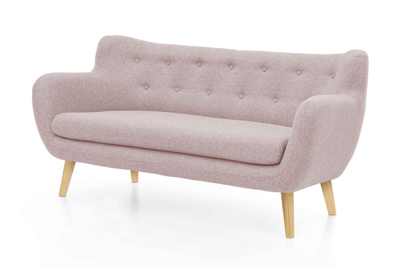 Möbelfreude 3-Sitzer Couchgarnitur Jana 3-Sitzer Altrosa - Eiche, Altrosa Sofa Dreisitzer mit Massivholz-Füßen - Eiche 86 cm (H) x 182 c von Möbelfreude