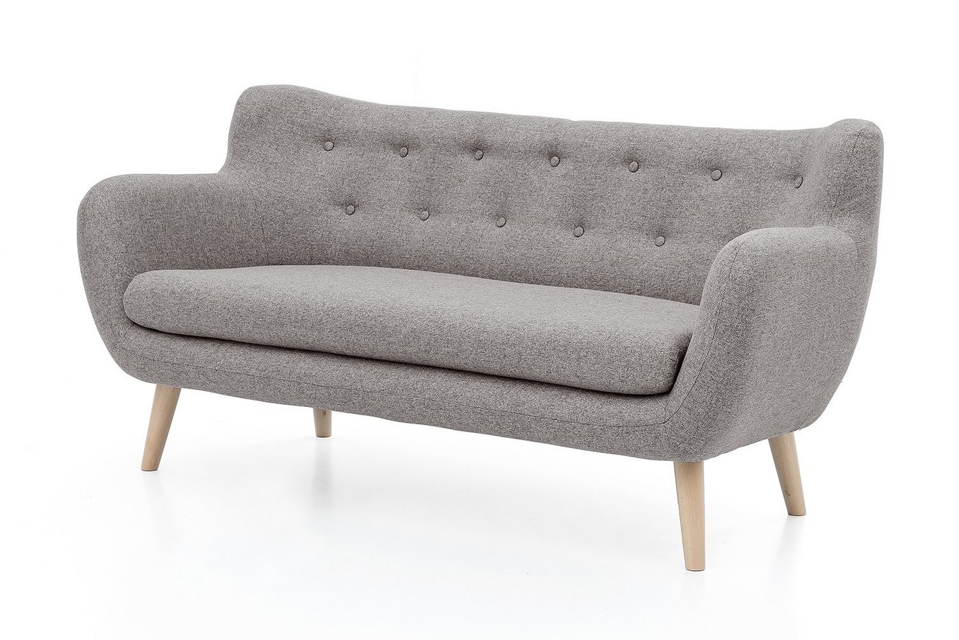 Möbelfreude 3-Sitzer Couchgarnitur Jana 3-Sitzer Hellgrau - Buche, Hellgrau Sofa Dreisitzer mit Massivholz-Füßen - Buche 86 cm (H) x 182 von Möbelfreude