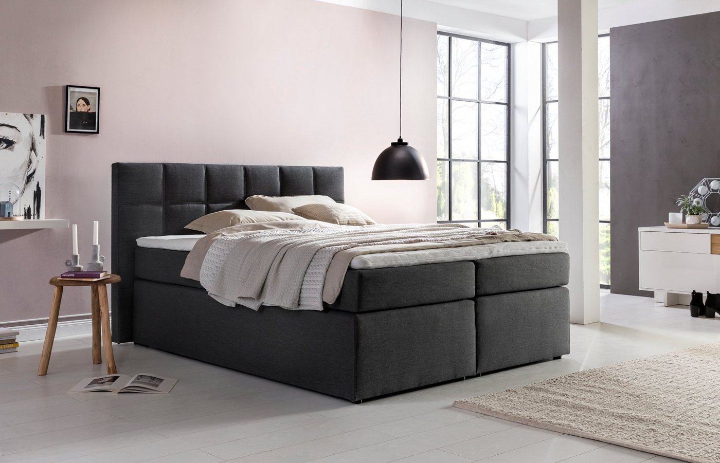 Möbelfreude Boxspringbett Boxspringbett Bea Anthrazit 180x220 cm H3, Anthrazit 180x220 cm H3 7-Zonen Taschenfederkern-Matratze Visco Topper Möbelfreude Boxspringbett Boxspringbett Bea Anthrazit 180x220 cm H3, Anthrazit 180x220 cm H3 7-Zonen Taschenfederkern-Matratze Visco Topper von RAVENSBERGER Matratzen