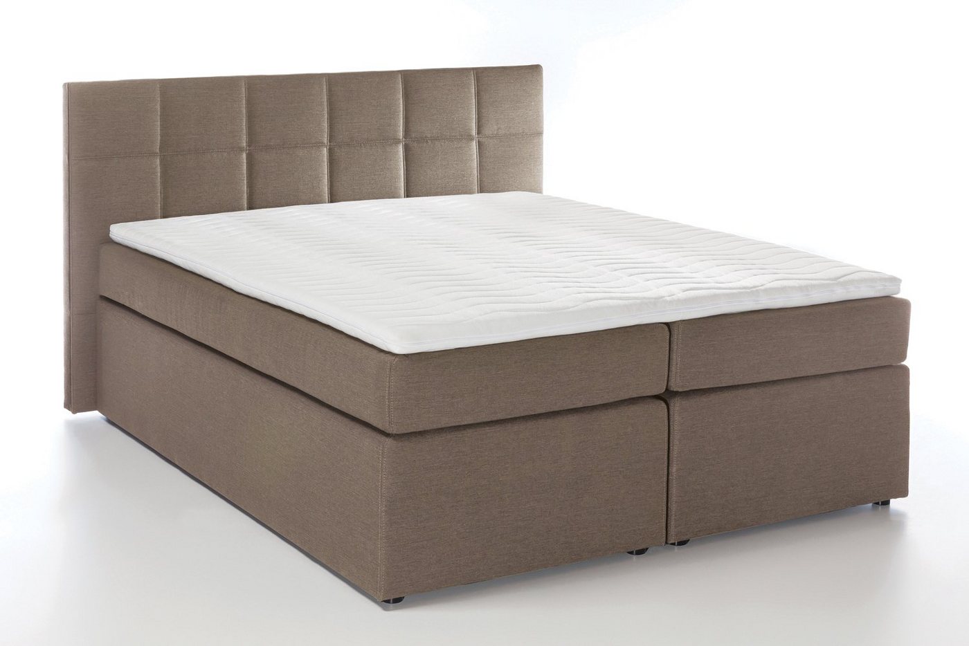 Möbelfreude Boxspringbett Boxspringbett Bea Beige/grau 100x200 cm H3, Beige/grau 100x200 cm H3 7-Zonen Taschenfederkern-Matratze + Bonell-Fe von RAVENSBERGER Matratzen